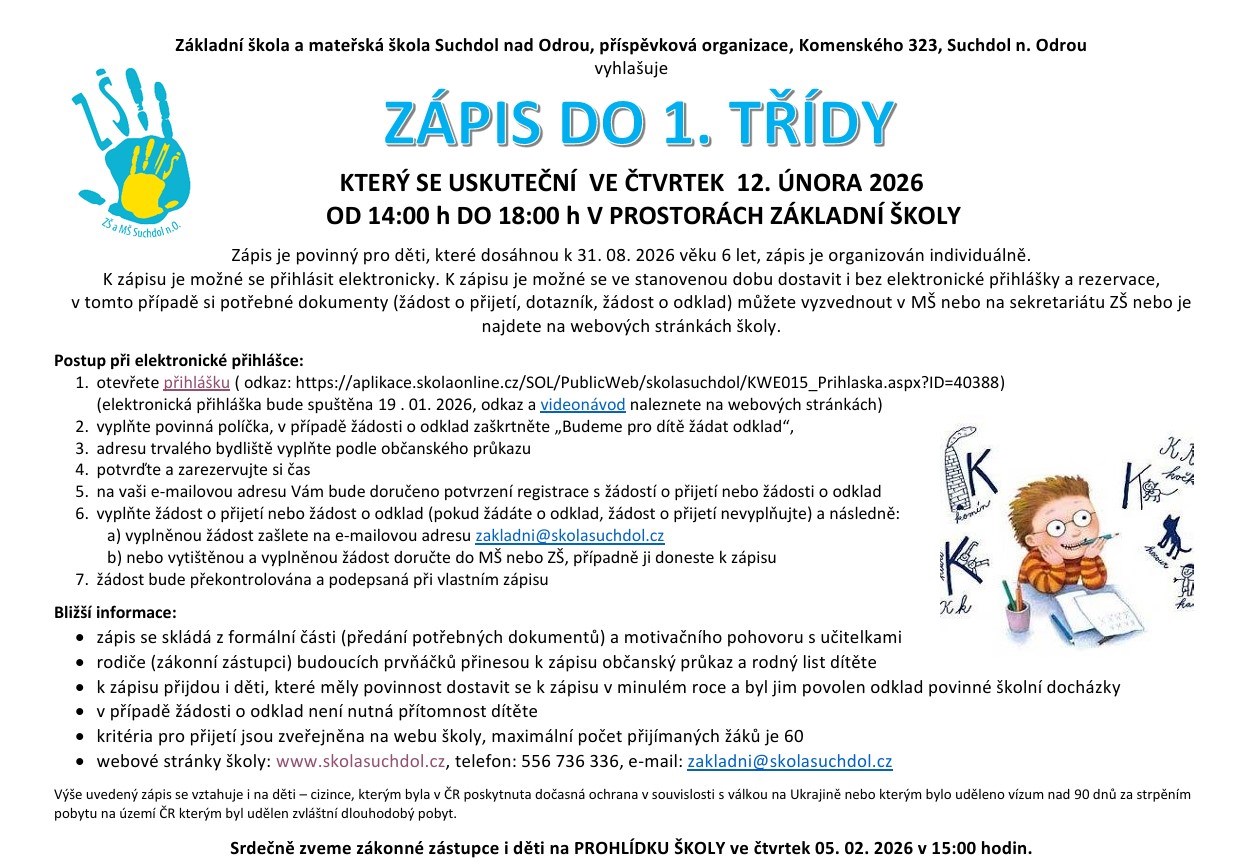 Zápis do 1. třídy 2026/2027